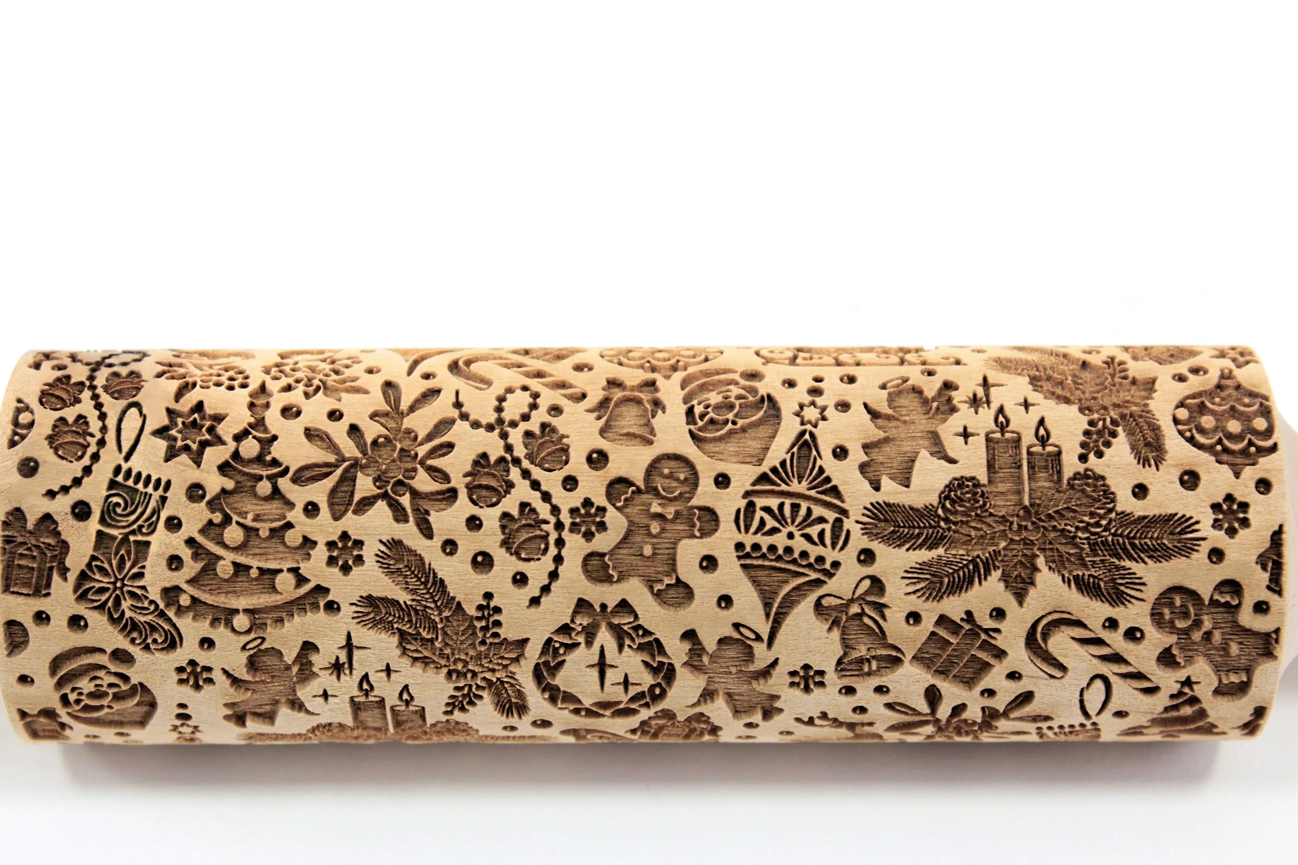 Christmas Rolling Pin Embossed, Snowflake, Santa Claus, Baking Gift