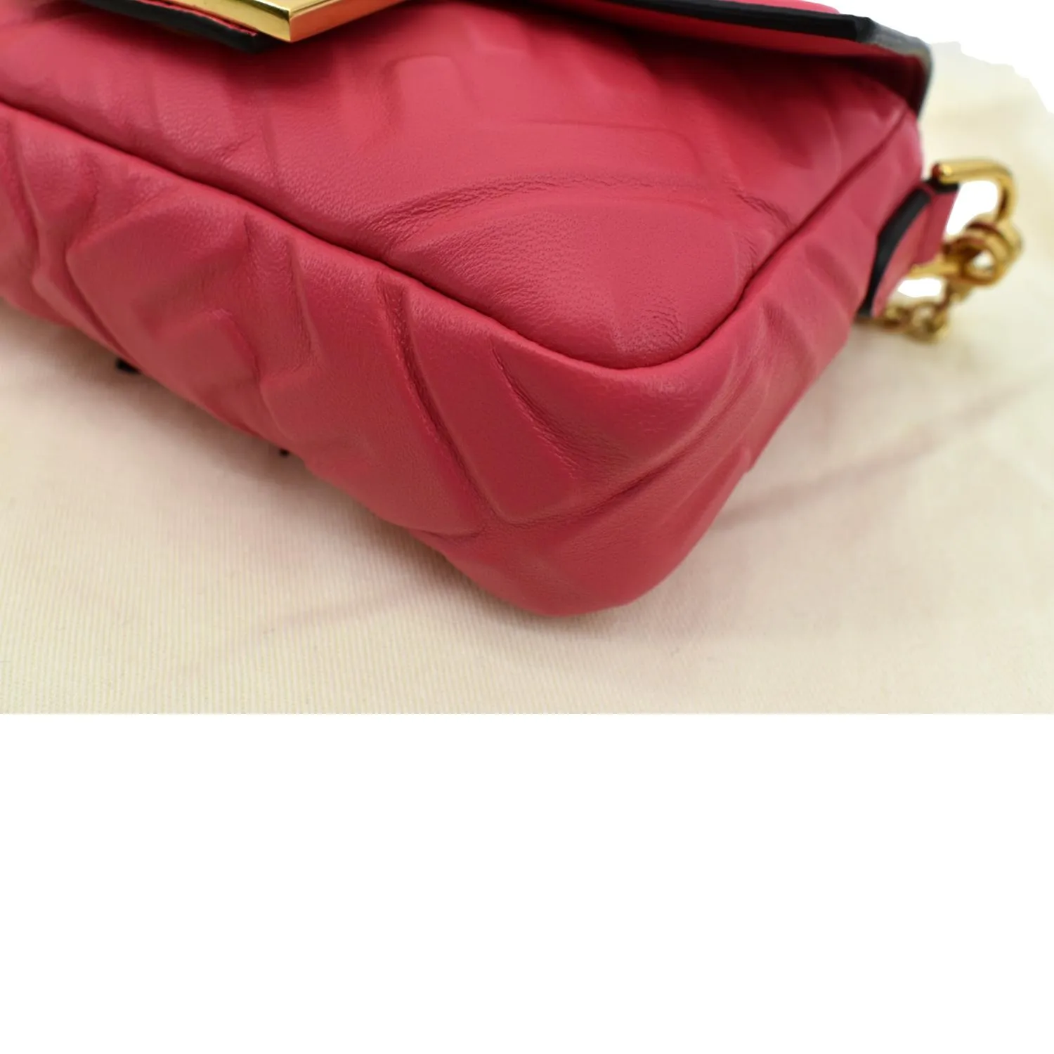 FENDI Baguette Nappa Leather Crossbody Bag Red