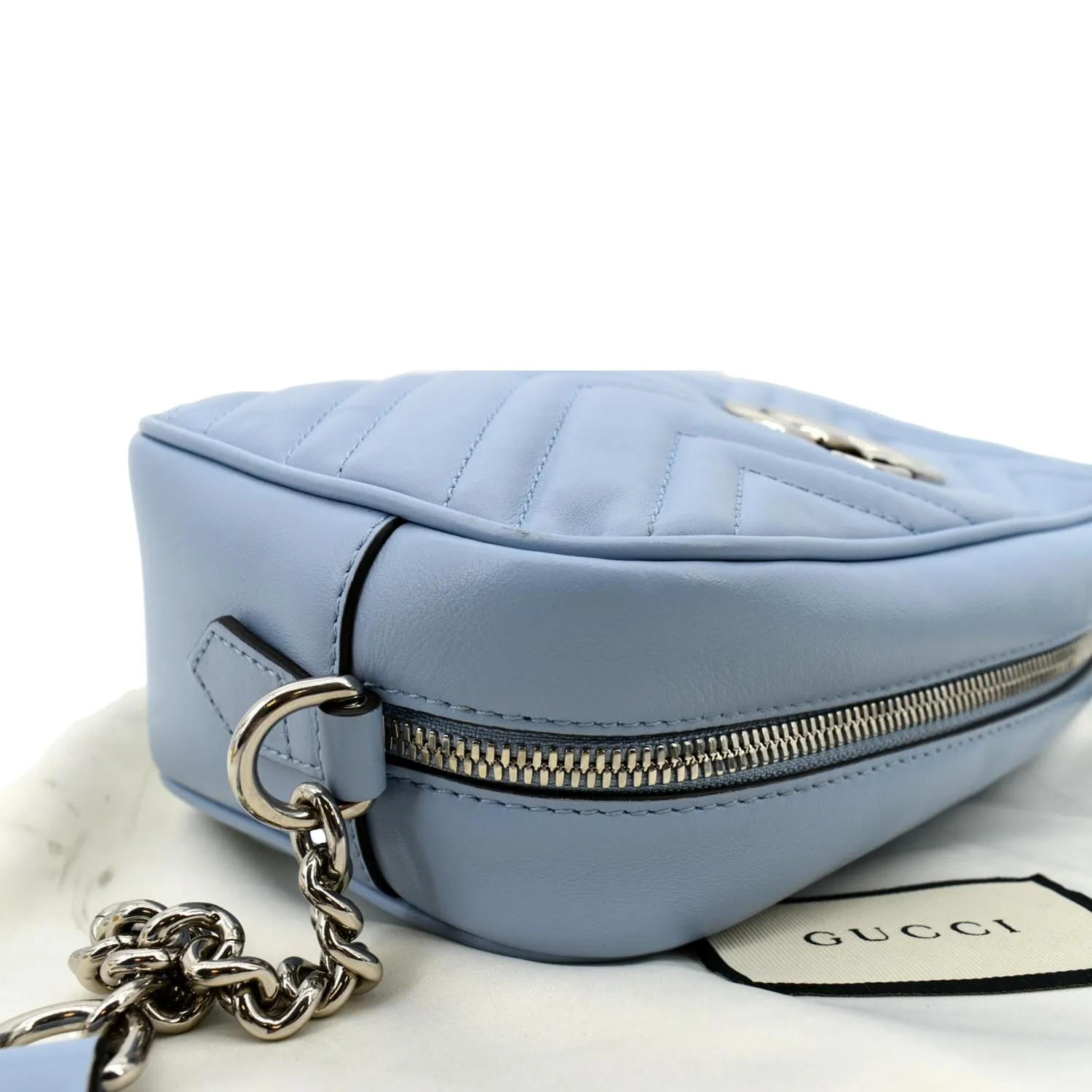 GUCCI GG Marmont Matelasse Leather Crossbody Bag Blue 447632