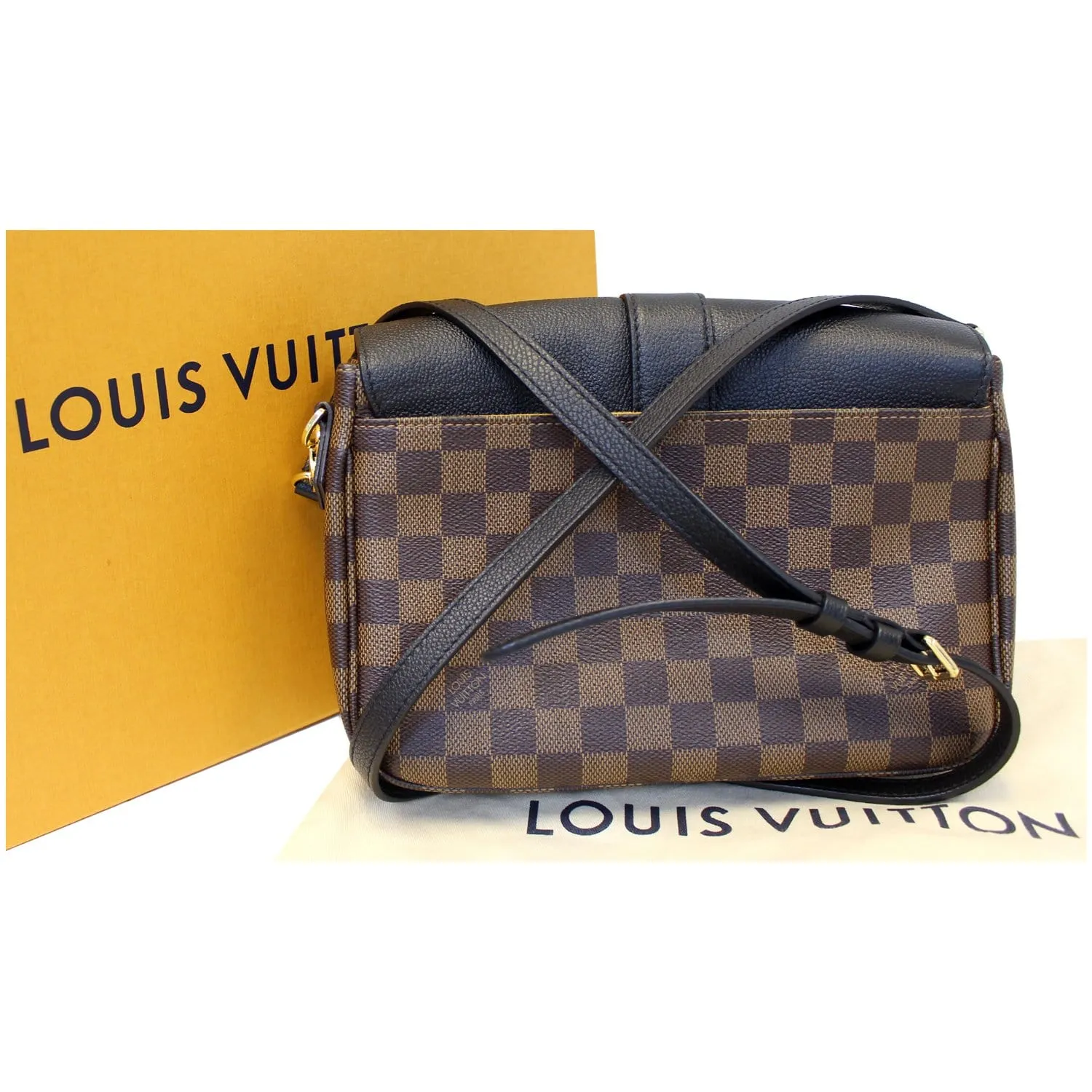 LOUIS VUITTON Clapton PM Damier Ebene Shoulder Bag Black