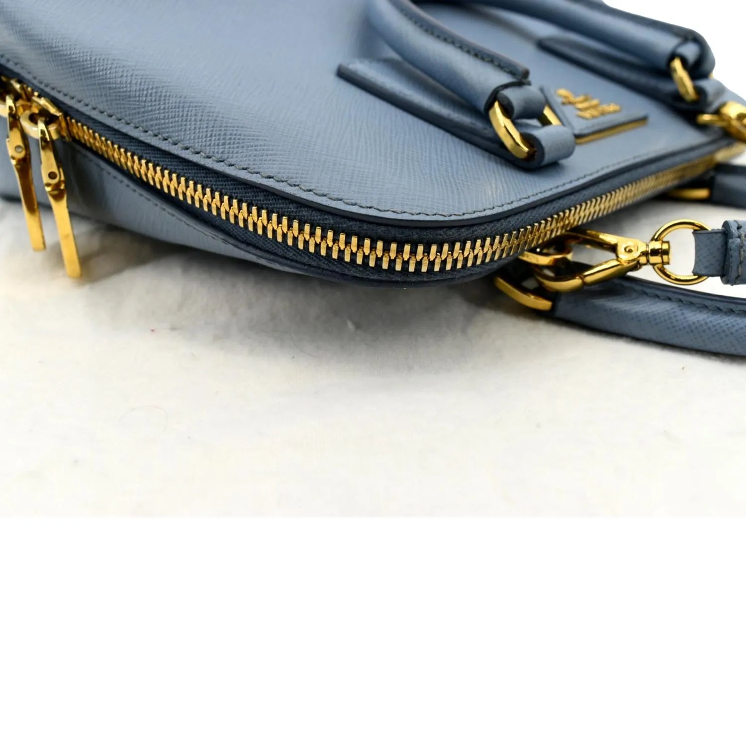 PRADA Fuoco Lux Saffiano Leather Crossbody Bag Light Blue